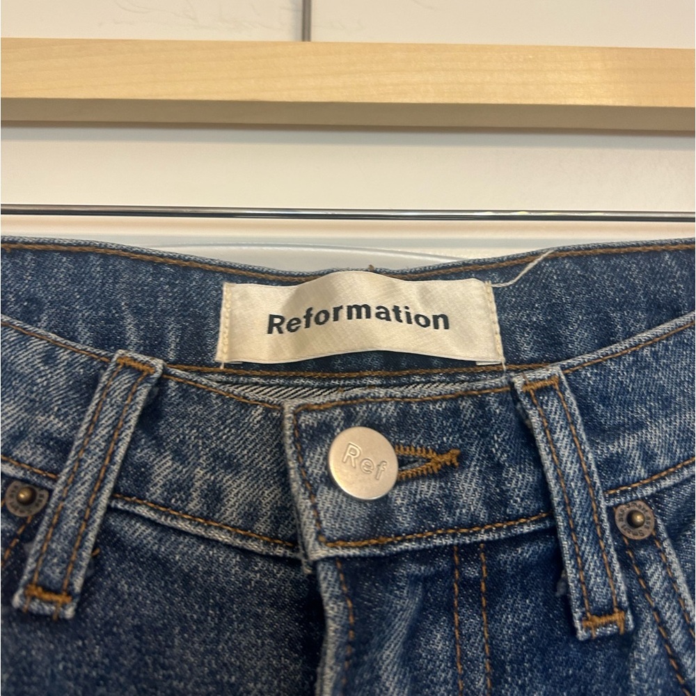 Reformation Julia Crop High Cigarette Jean in Baltic Wash - Picture 2 of 6